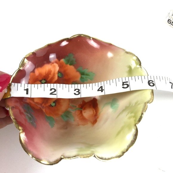 PT Bavaria Antique Trischenreuth Hand Painted Corn Poppy Bowl Scalloped 2.5  x 6 - Picture 8 of 9